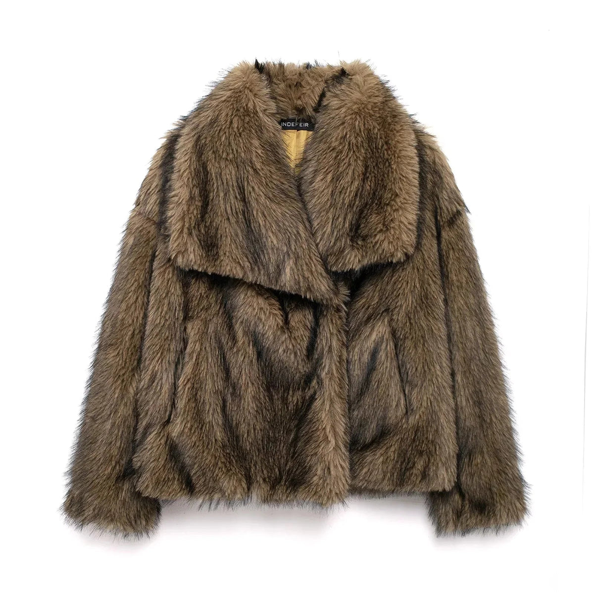 Women's Turn Down Collar Fur Jacket
