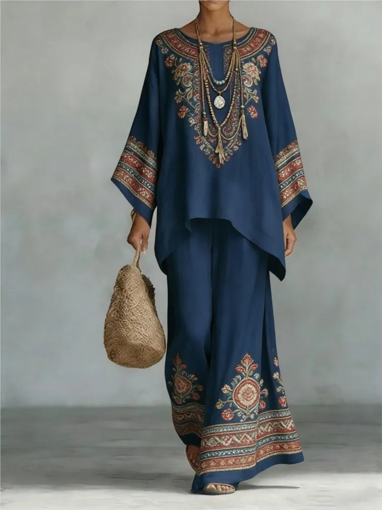 Women's Printed Wide Leg Two Piece