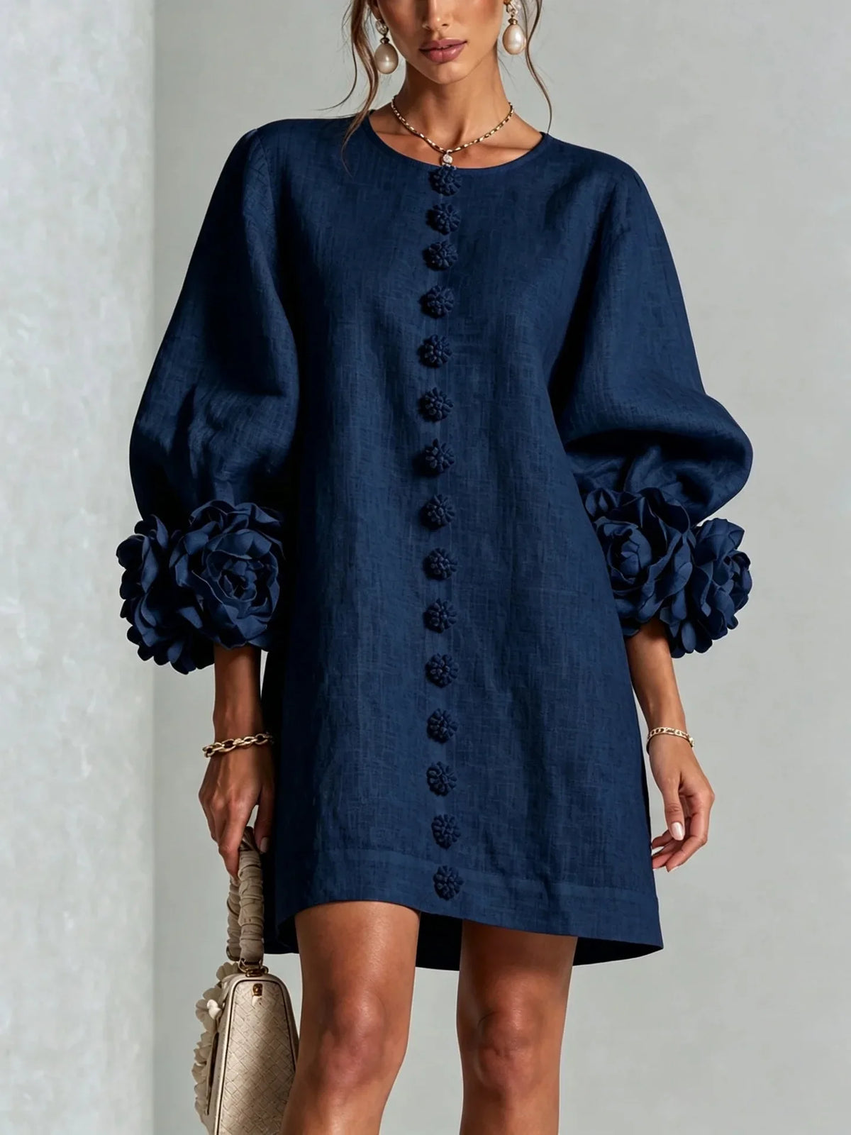 Women's Lantern Sleeve Linen Mini