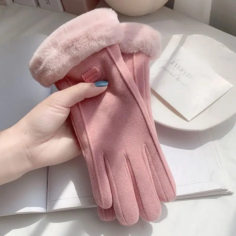 Women's Soft Beige Winter Gloves