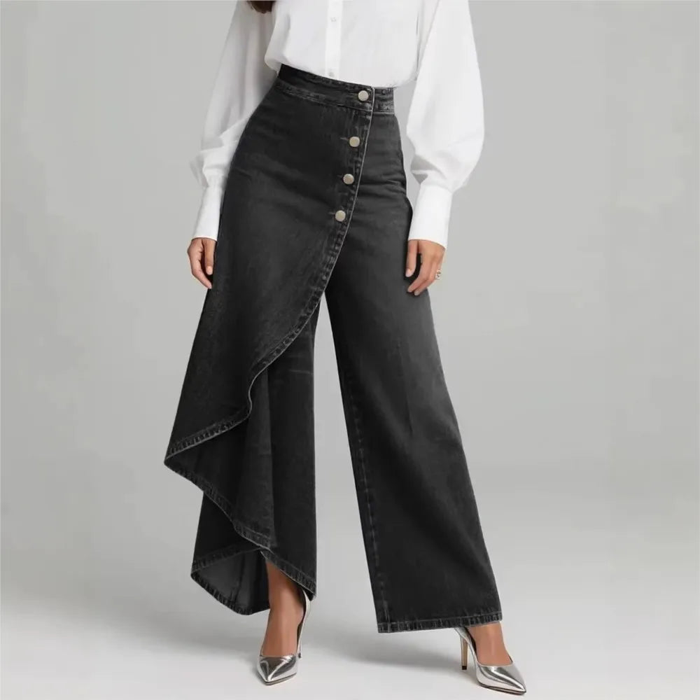 Women's Loose Denim with Button Hem