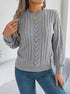 Women's Round Neck Openwork Knit