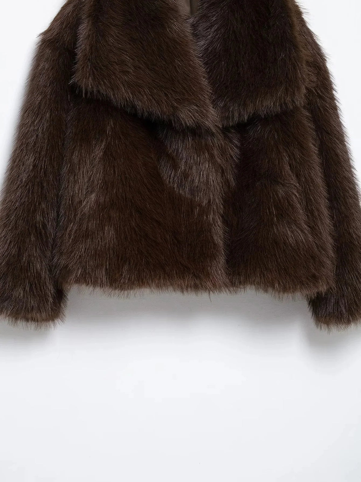 Women's Turn Down Collar Fur Jacket