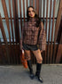 Women's Checked Stand Collar Coat