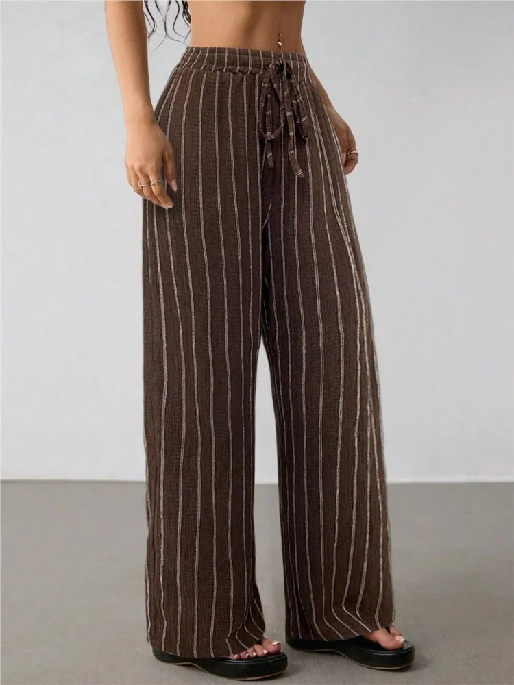 Women's Wide Leg Striped Trousers