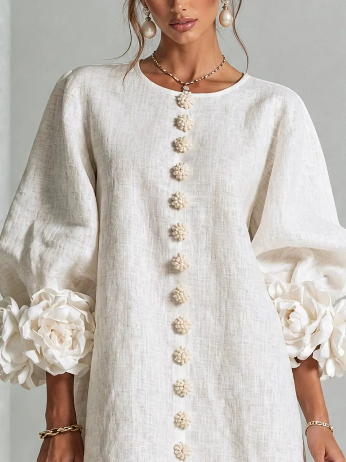 Women's Lantern Sleeve Linen Mini