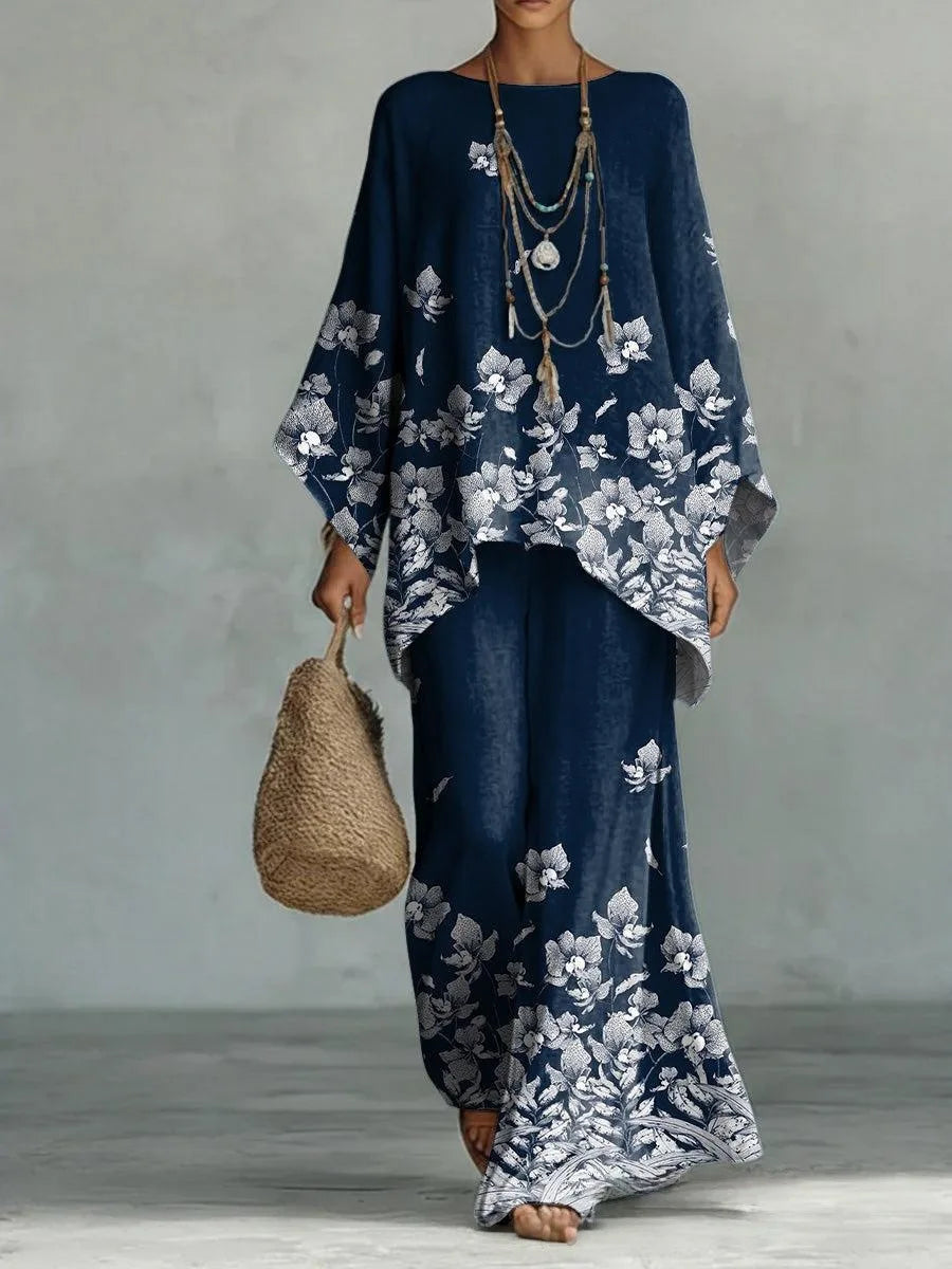 Women's Printed Wide Leg Two Piece
