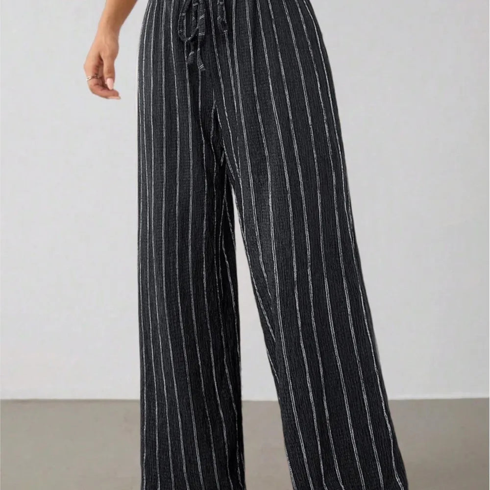 Women's Wide Leg Striped Trousers