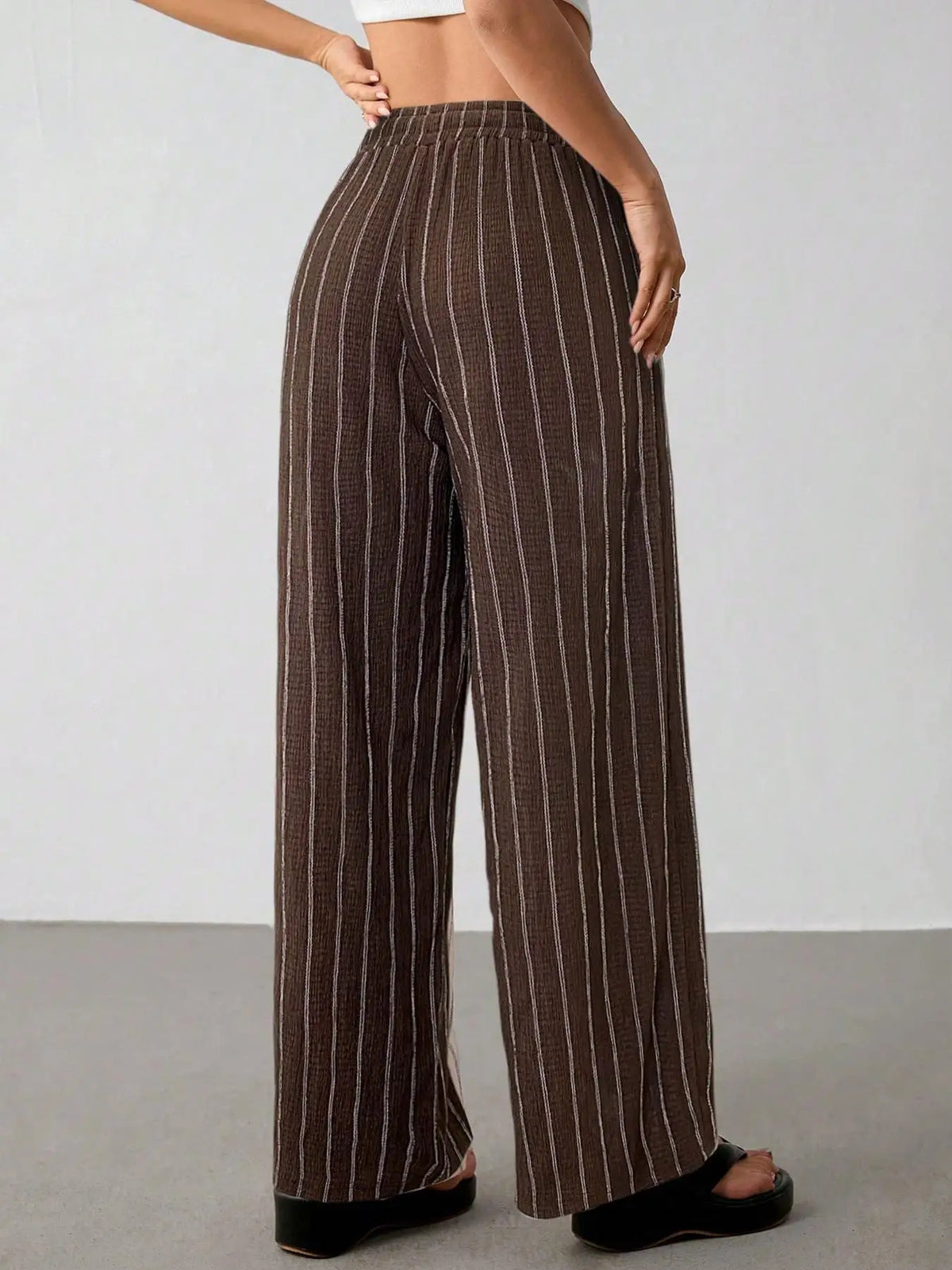 Women's Wide Leg Striped Trousers