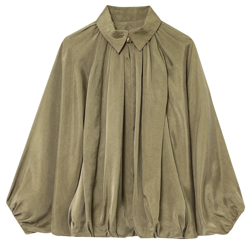 Women's Puff Sleeve Oversized Bomber