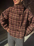Women's Checked Stand Collar Coat