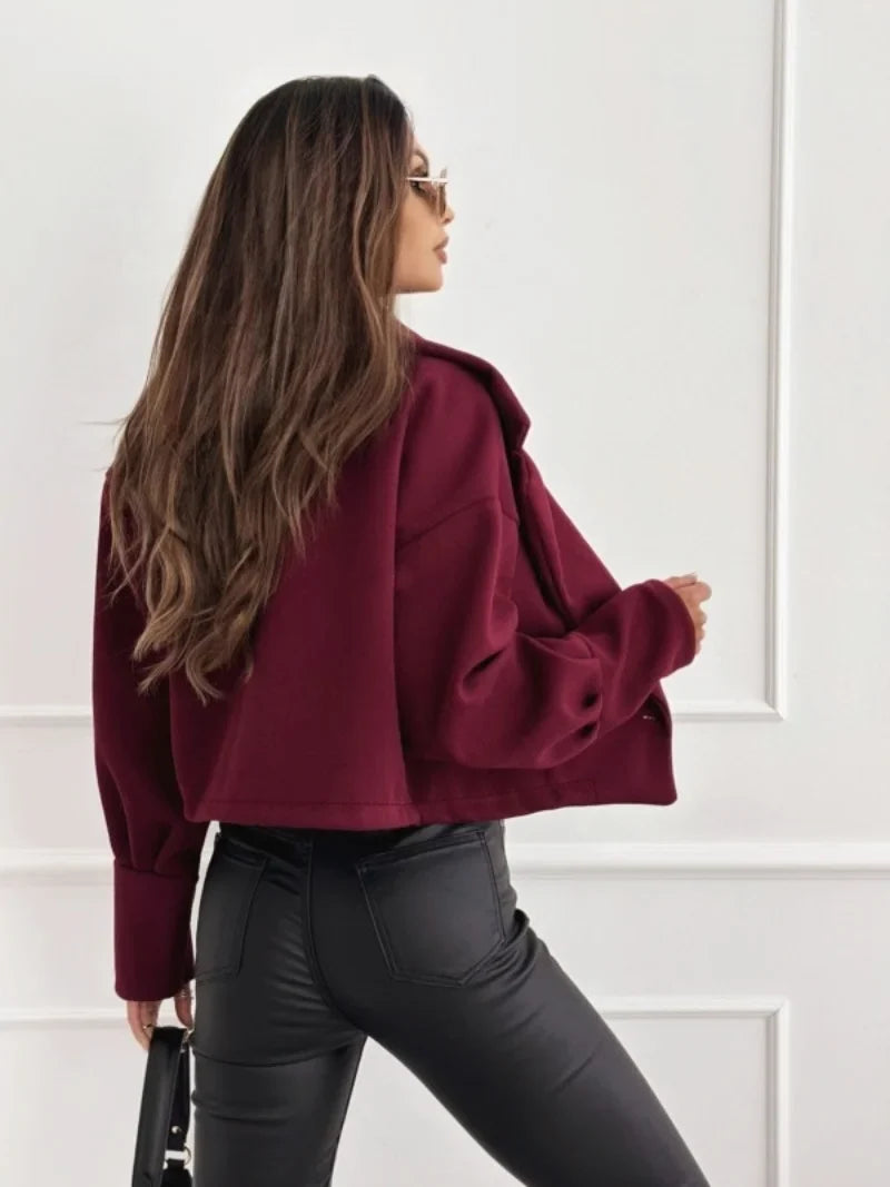 Women's Cropped Wool Double Breasted