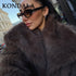 Women's Turn Down Collar Fur Jacket