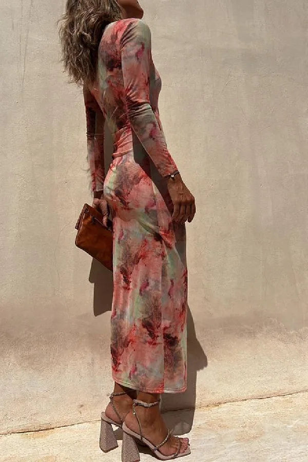 Women's Long Sleeve Mesh Midi