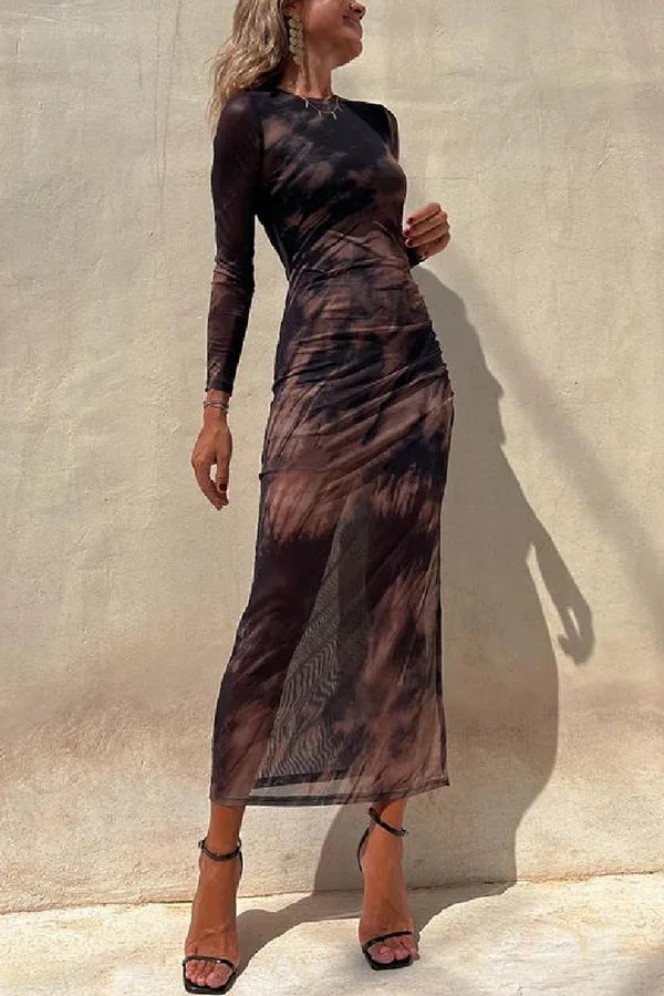 Women's Long Sleeve Mesh Midi