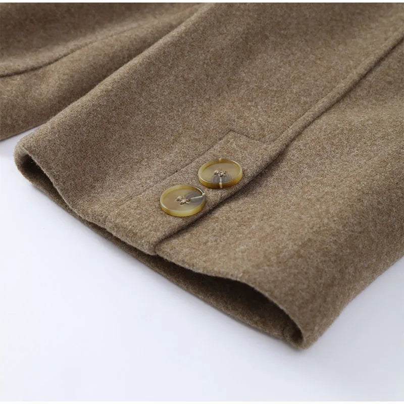 Women's Pleated Lapel Wool Jacket