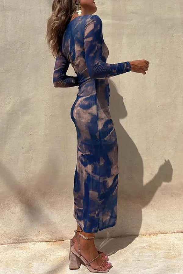Women's Long Sleeve Mesh Midi