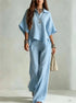 Women's Wide Leg Shirt Two Piece