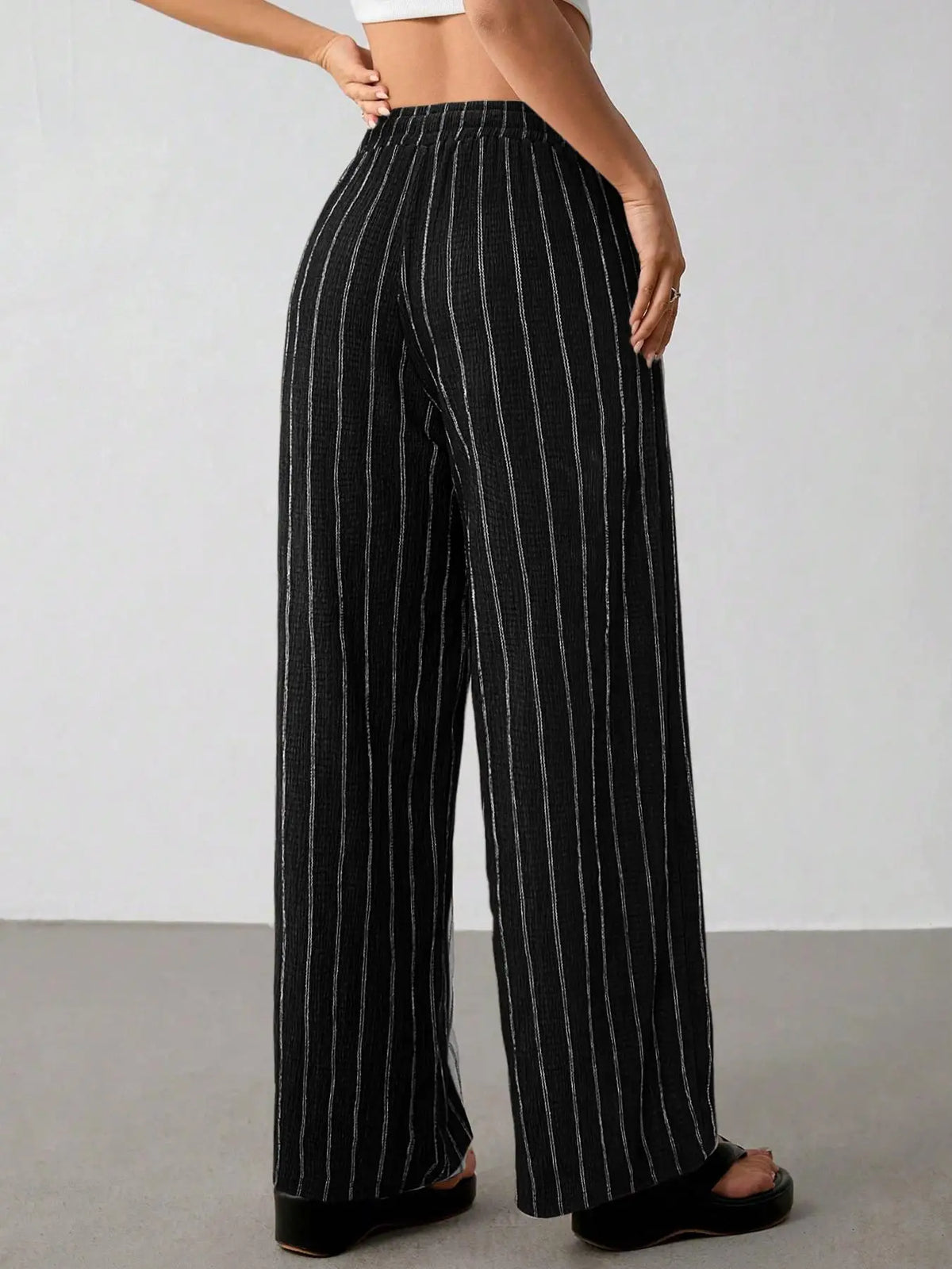 Women's Wide Leg Striped Trousers