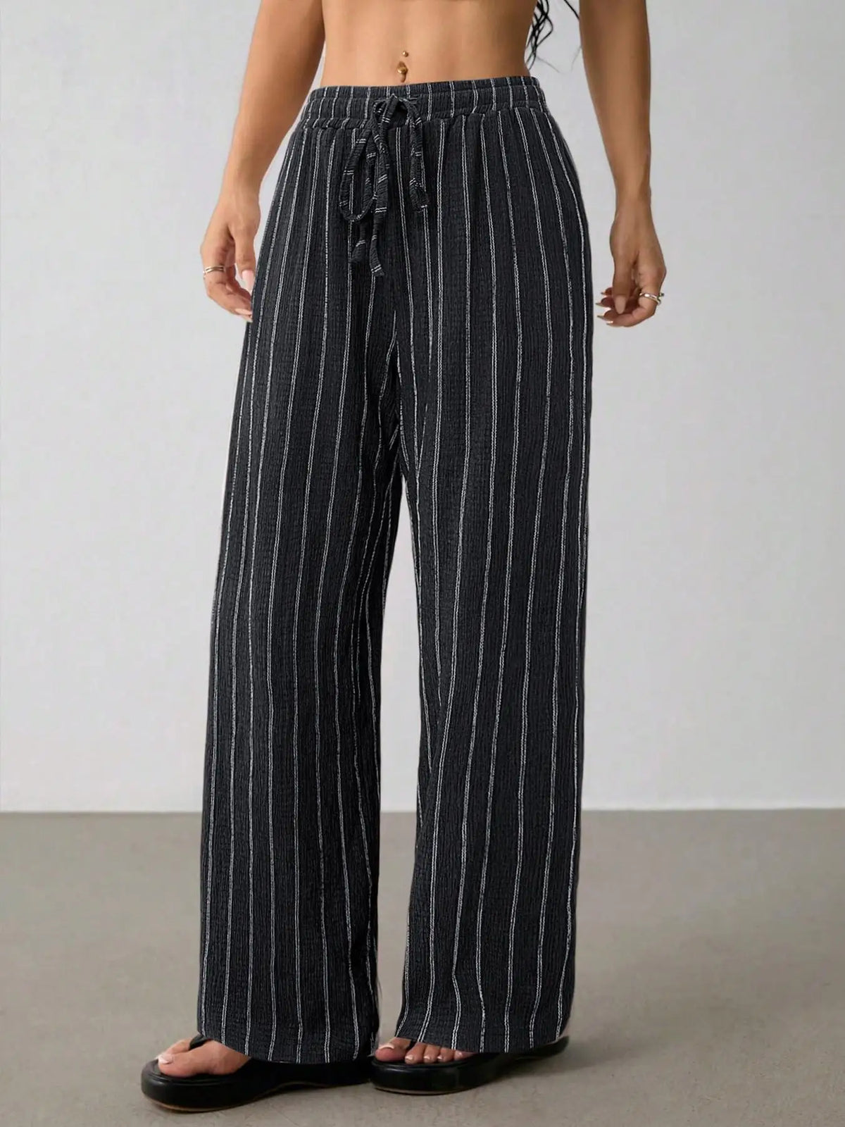 Women's Wide Leg Striped Trousers