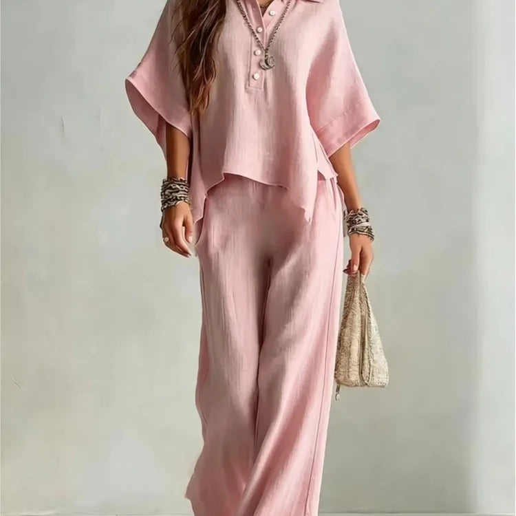 Women's Wide Leg Shirt Two Piece