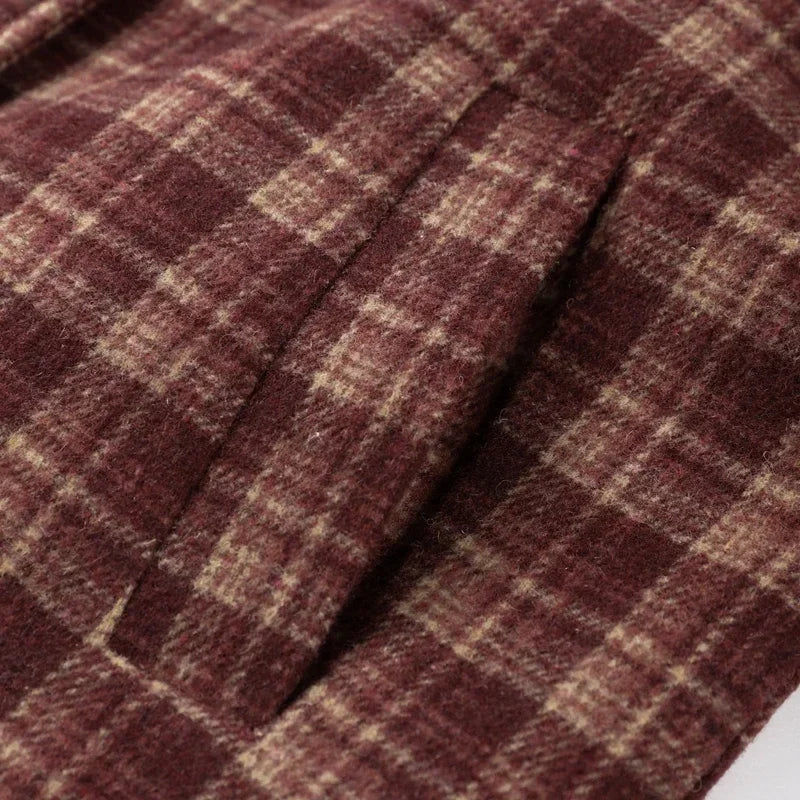 Women's Checked Stand Collar Coat