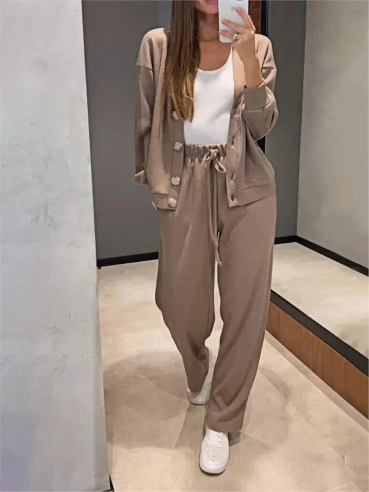 Women's V Neck Knit Two Piece