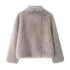 Women's Turn Down Collar Fur Jacket