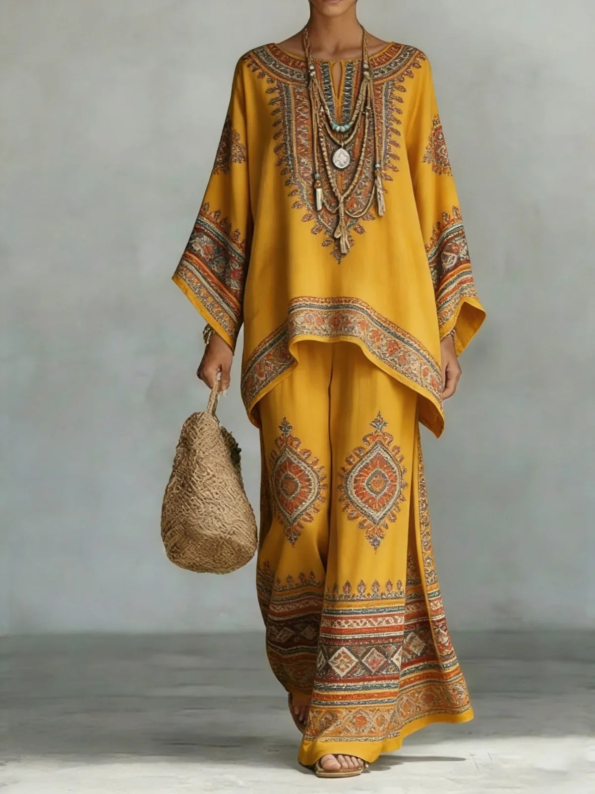 Women's Printed Wide Leg Two Piece