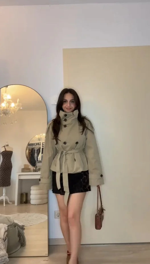 Women's Cropped Trench with Belt