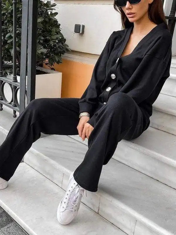 Women's V Neck Knit Two Piece