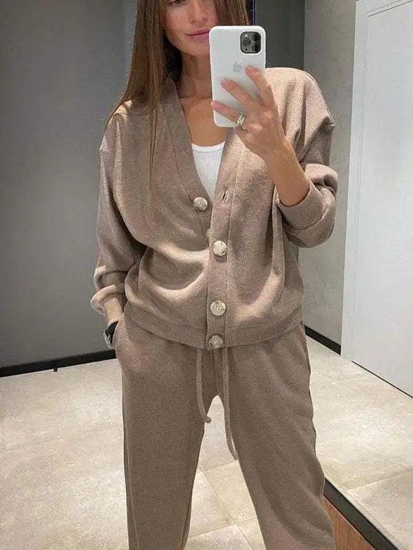 Women's V Neck Knit Two Piece