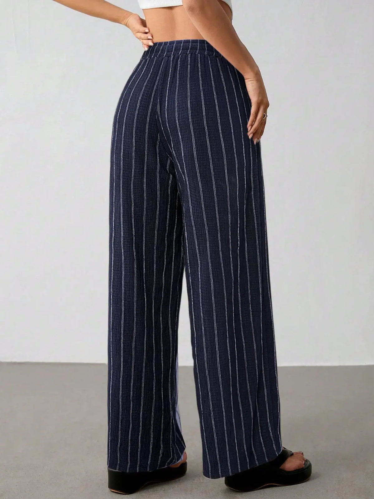 Women's Wide Leg Striped Trousers