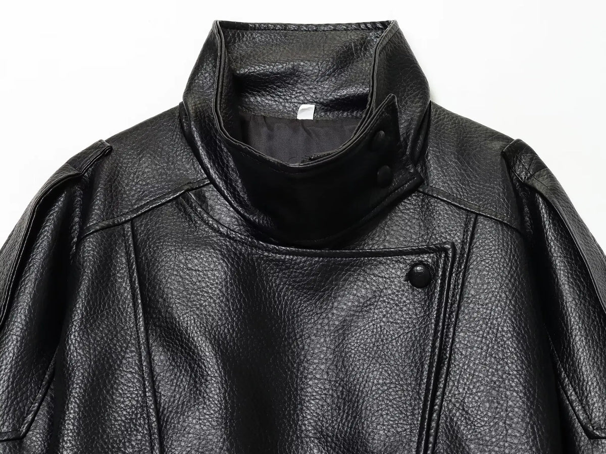 Women's Oversized Leather Look Jacket