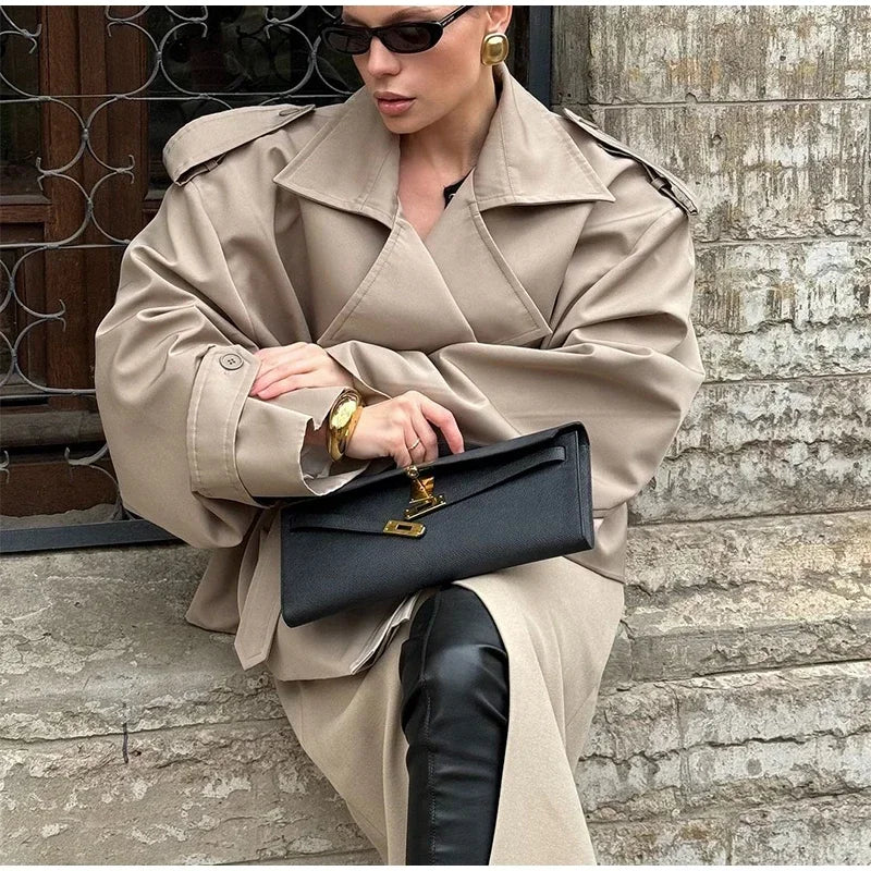 Women's Wide Shoulder Cropped Trench