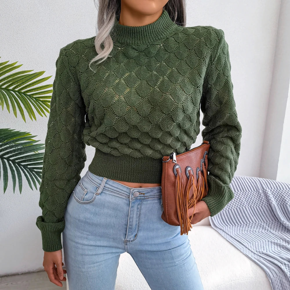 Women's Cropped Hollow Knit Top