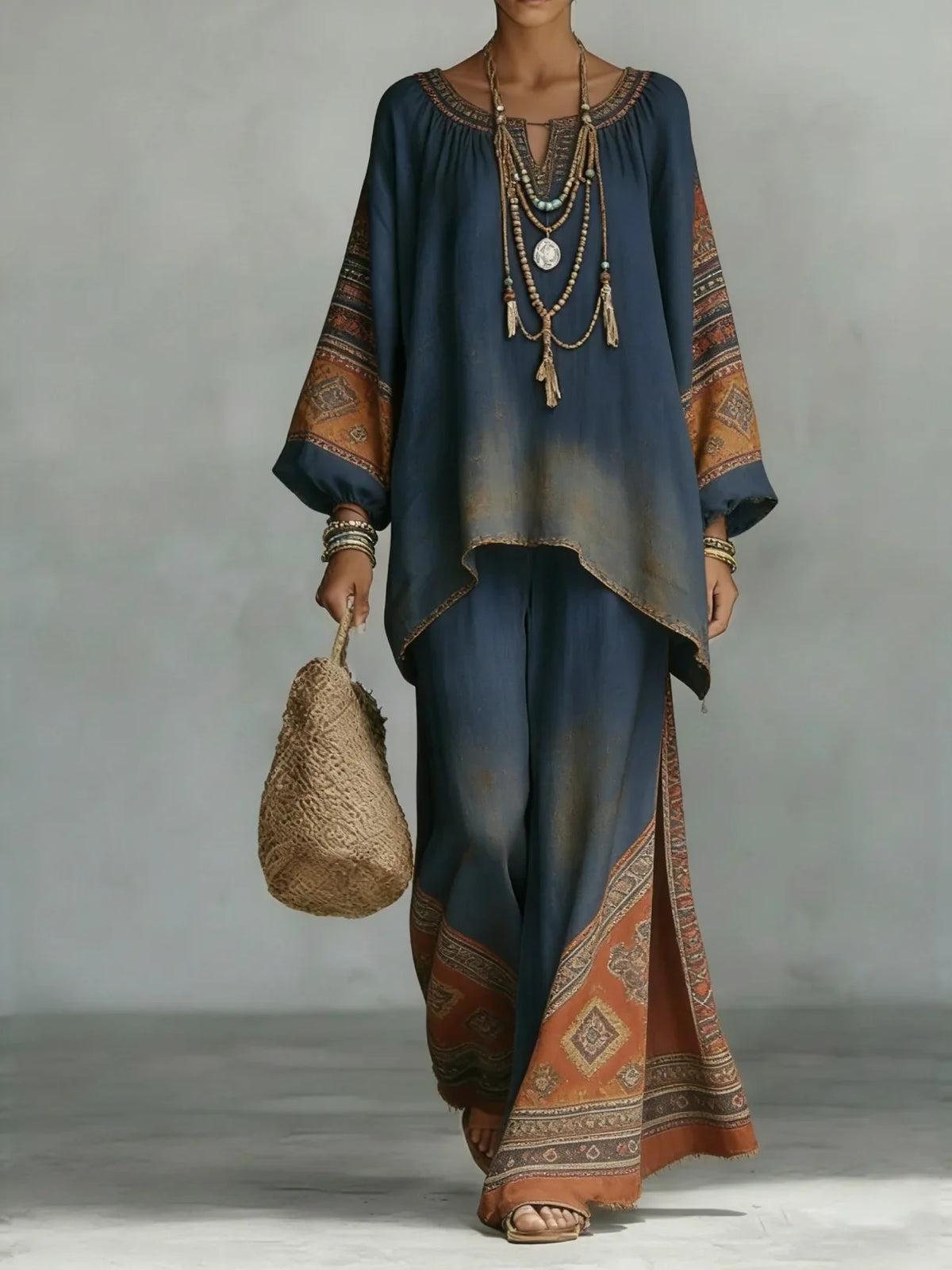 Women's Printed Wide Leg Two Piece
