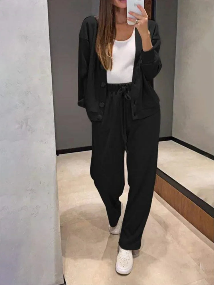 Women's V Neck Knit Two Piece