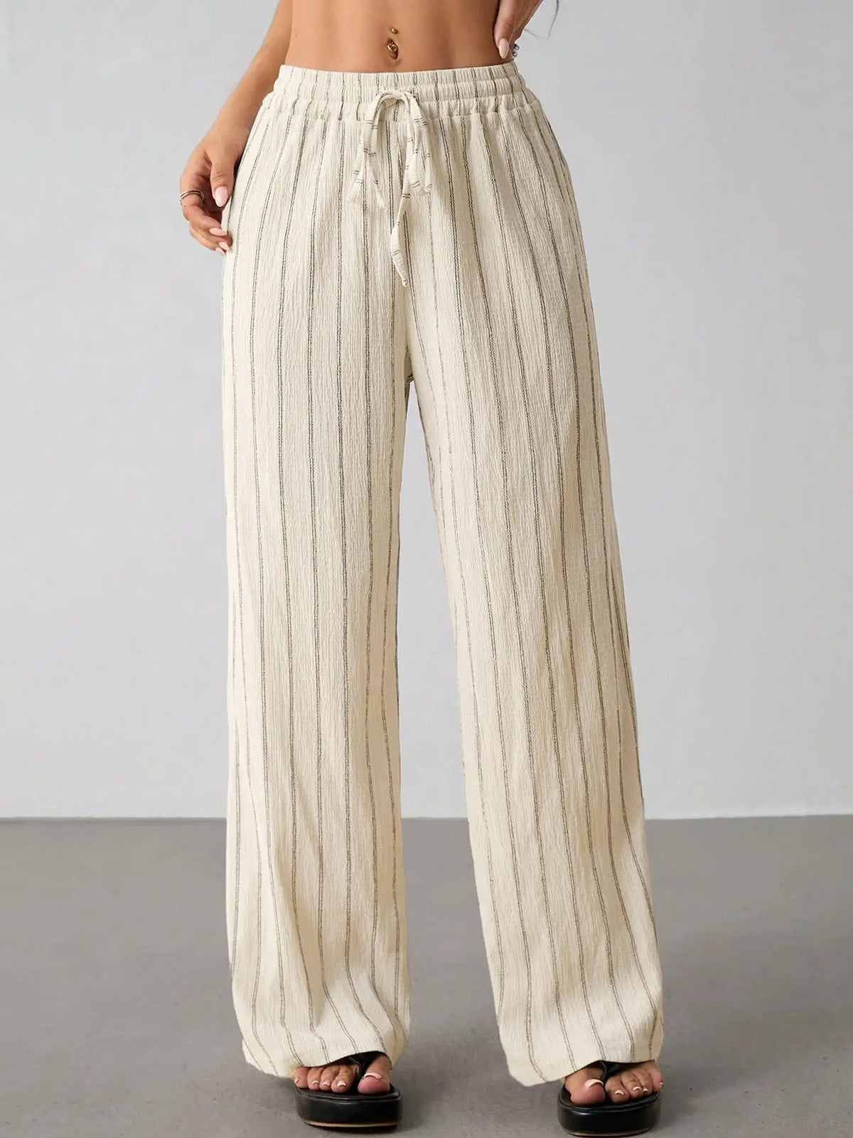Women's Wide Leg Striped Trousers