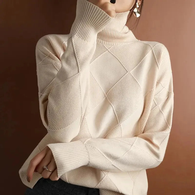 Women's Dropped Shoulder Diamond Knit