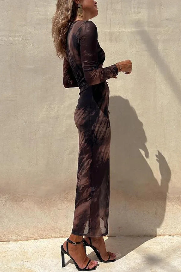 Women's Long Sleeve Mesh Midi
