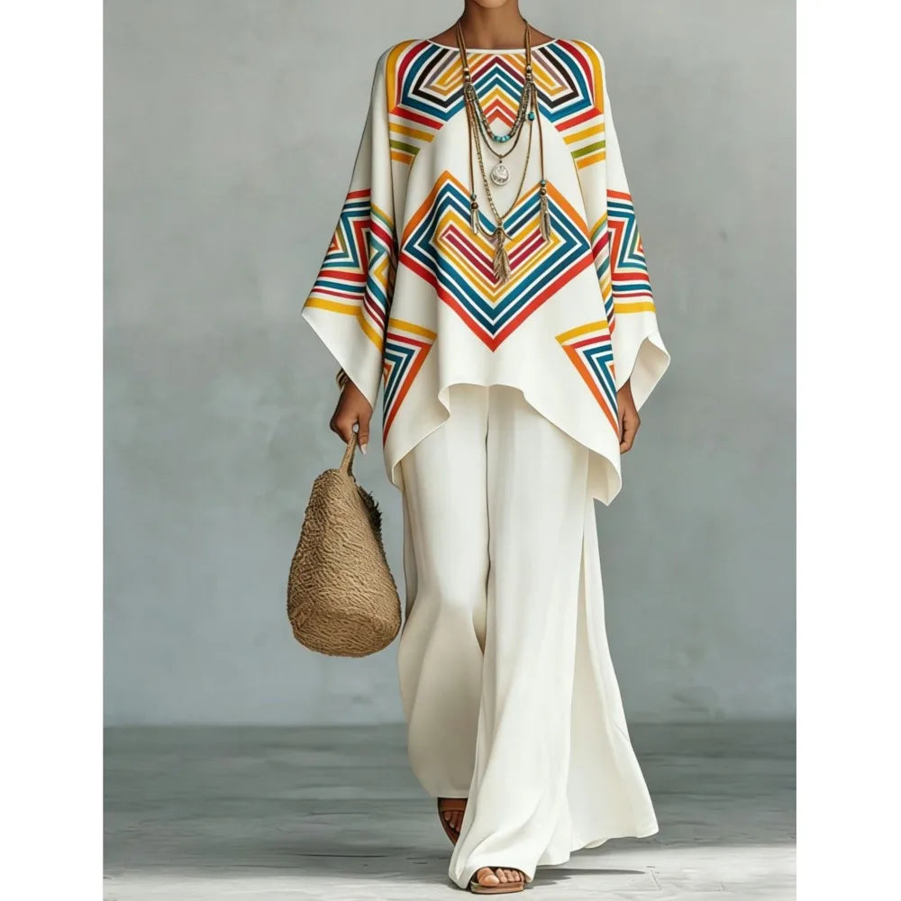 Women's Printed Wide Leg Two Piece