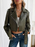 Women's Short Belted Biker Jacket