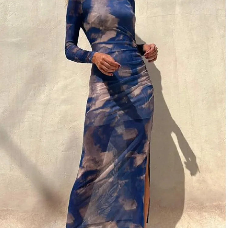 Women's Long Sleeve Mesh Midi