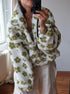 Women's Floral Half Zip Sherpa Top