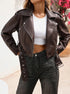 Women's Short Belted Biker Jacket