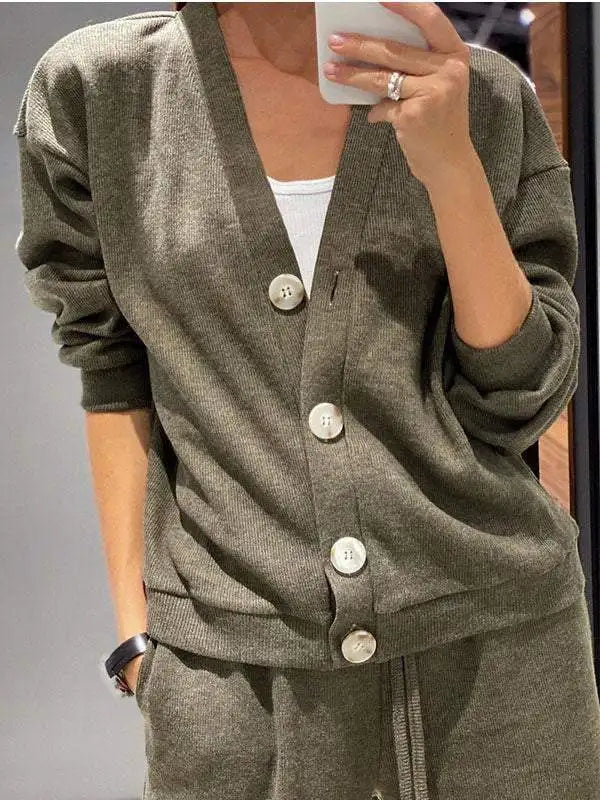 Women's V Neck Knit Two Piece