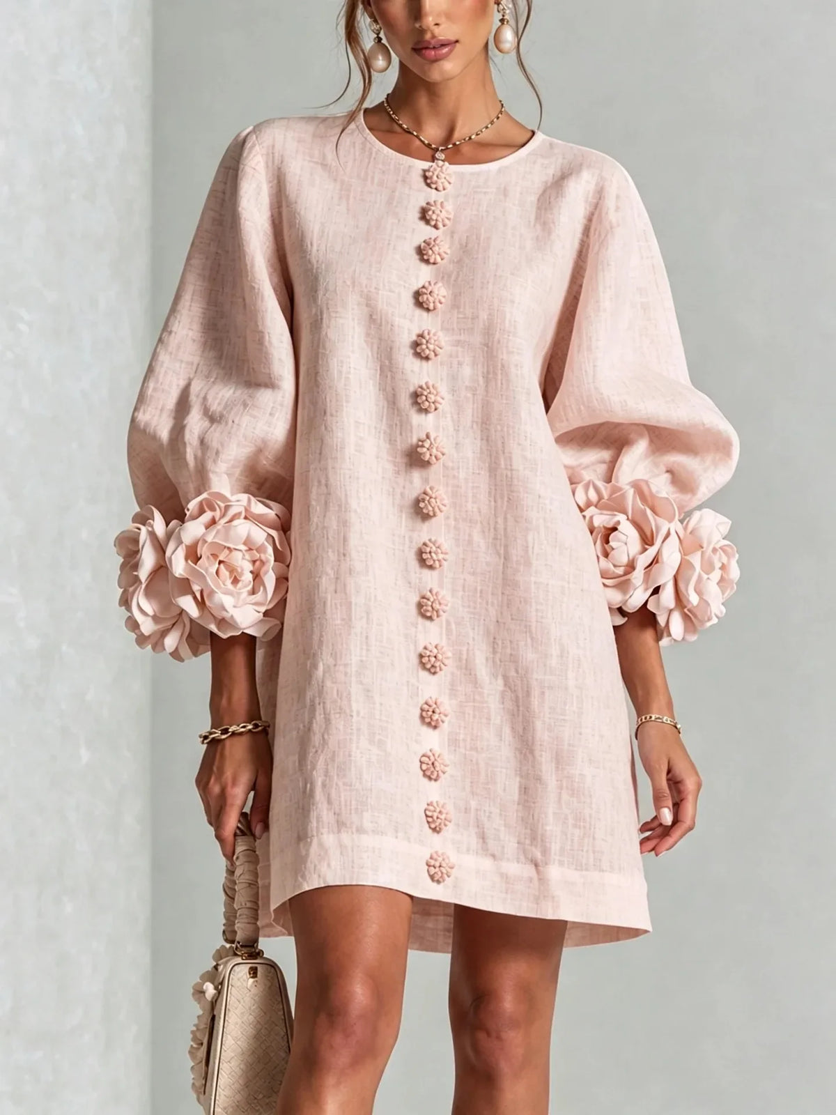 Women's Lantern Sleeve Linen Mini