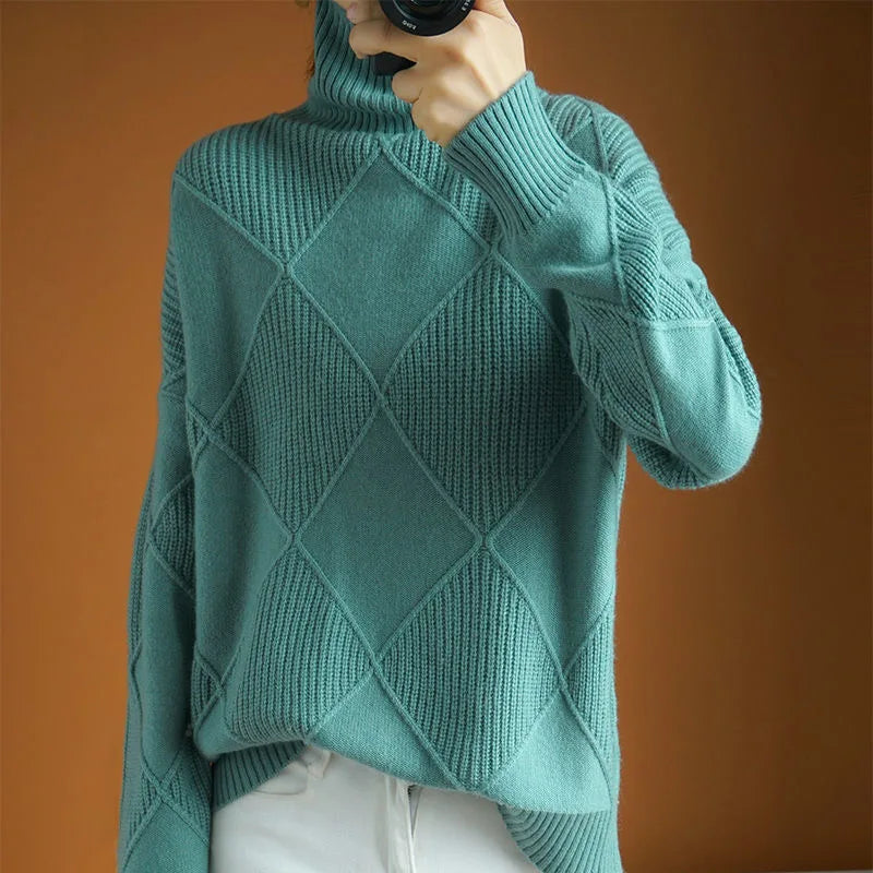 Women's Dropped Shoulder Diamond Knit