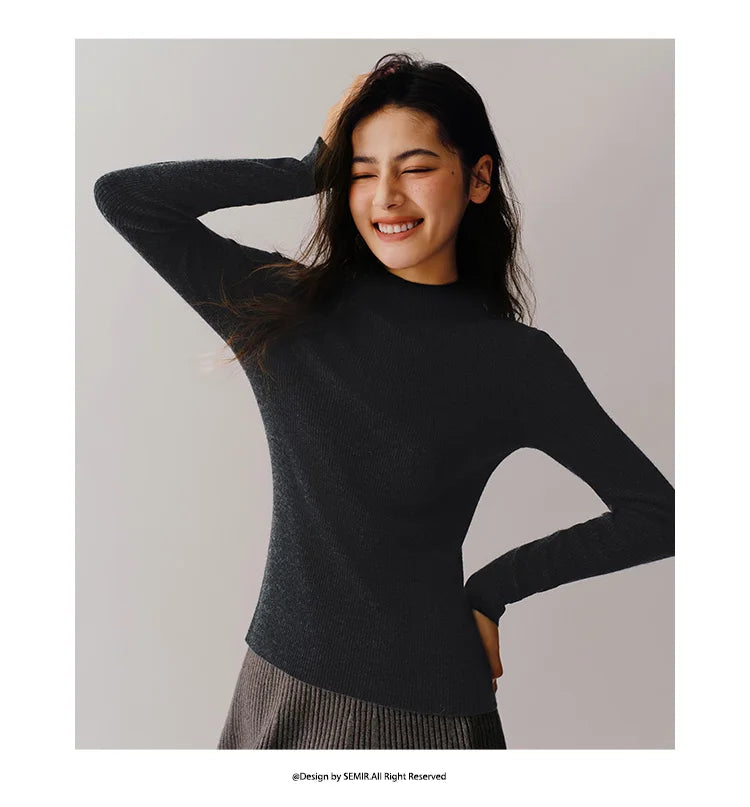 Women's Semi High Neck Wool Knit